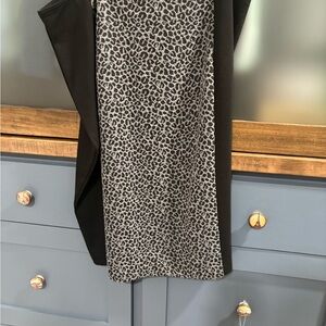 Black skirt Gray Leopard Print Panel
